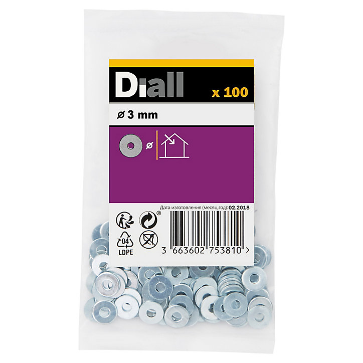 Rondelles plates larges en acier au carbone ø 3mm - 100 pièces