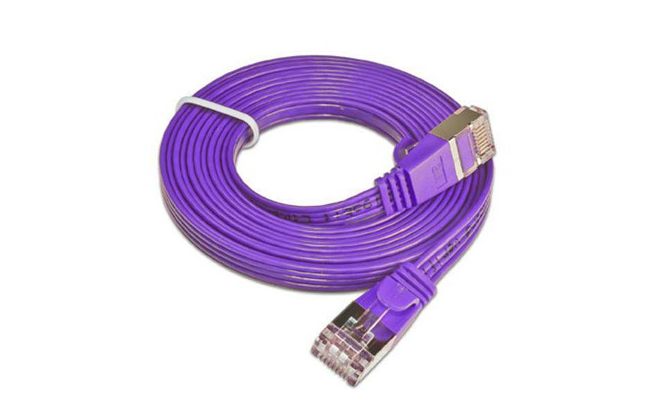 Slimpatchkabel RJ-45 - RJ-45, Cat 6, STP, 15 m, ViolettGeschirmtes Twisted-Pair-Kabel (STP) mit Klinkenschutz