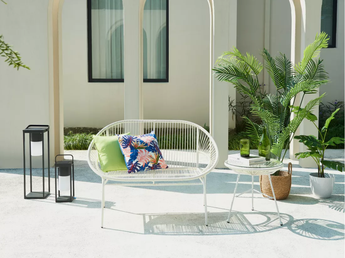 Banc de jardin en fils de résine tressés - Blanc - ALIOS III de MYLIA
