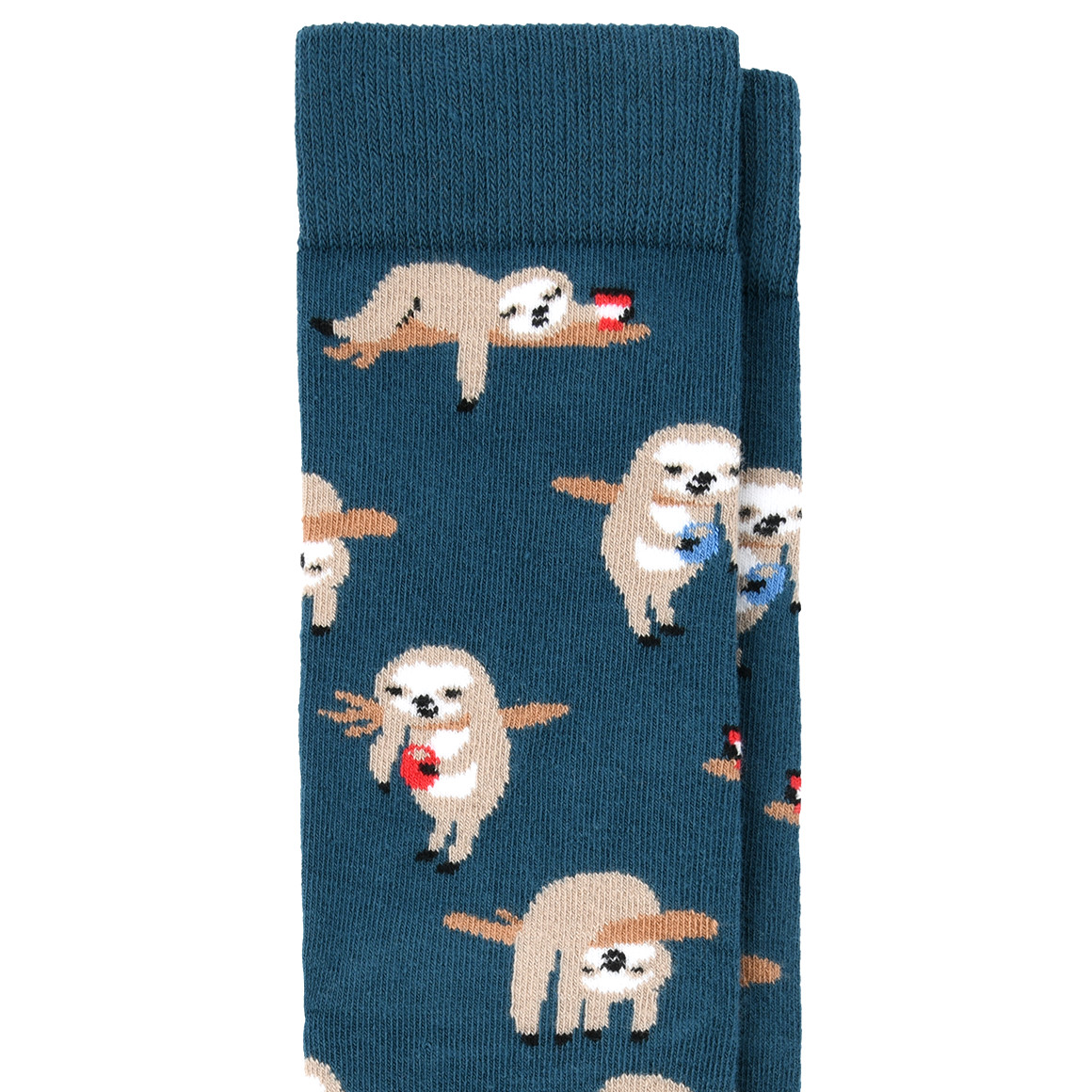 VanVaan 1 Paar Herren Socken mit Faultier-Motiven petrol