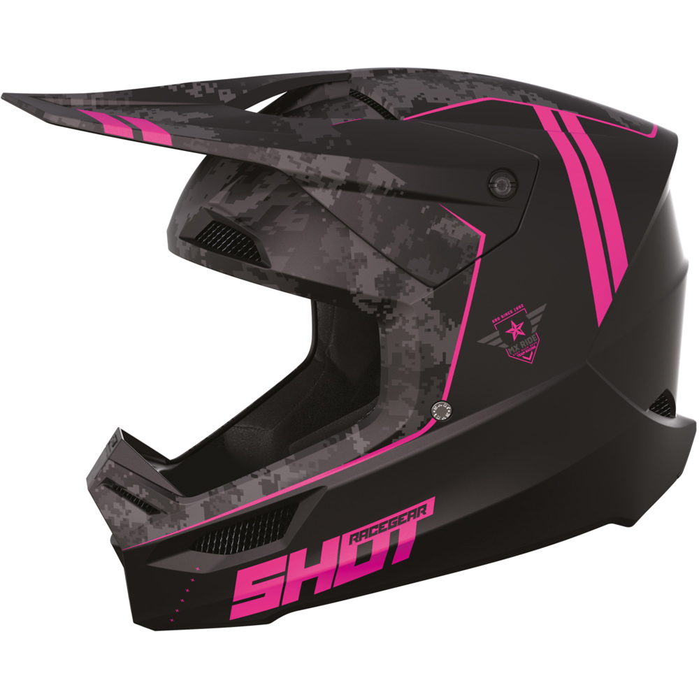 Shot - Casque Furious Army Noir / Camouflage Gris / Rose