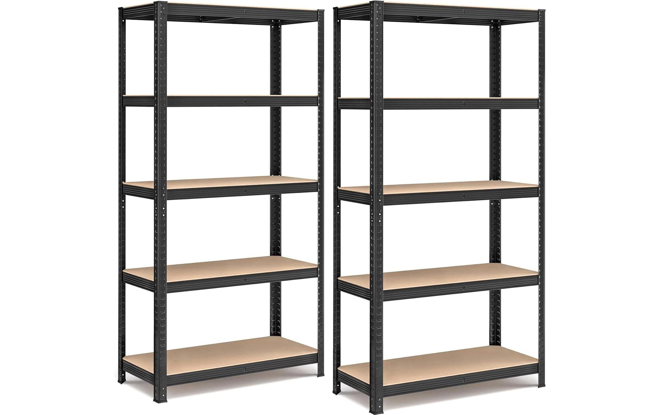 Regal 5 Ablagen Schwarz<br>Zwei Schwerlastregale