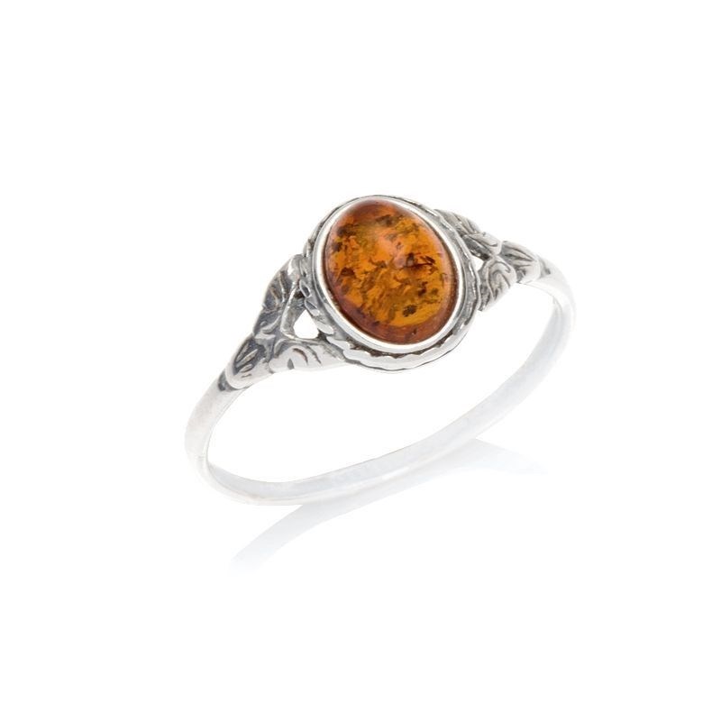 Bague argent 925 Ambre veritable de la mer Baltique
