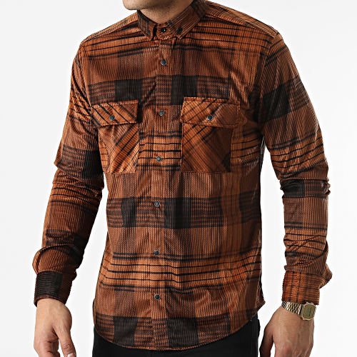 Chemise Manches Longues A Carreaux Y-3560-09 Marron Noir