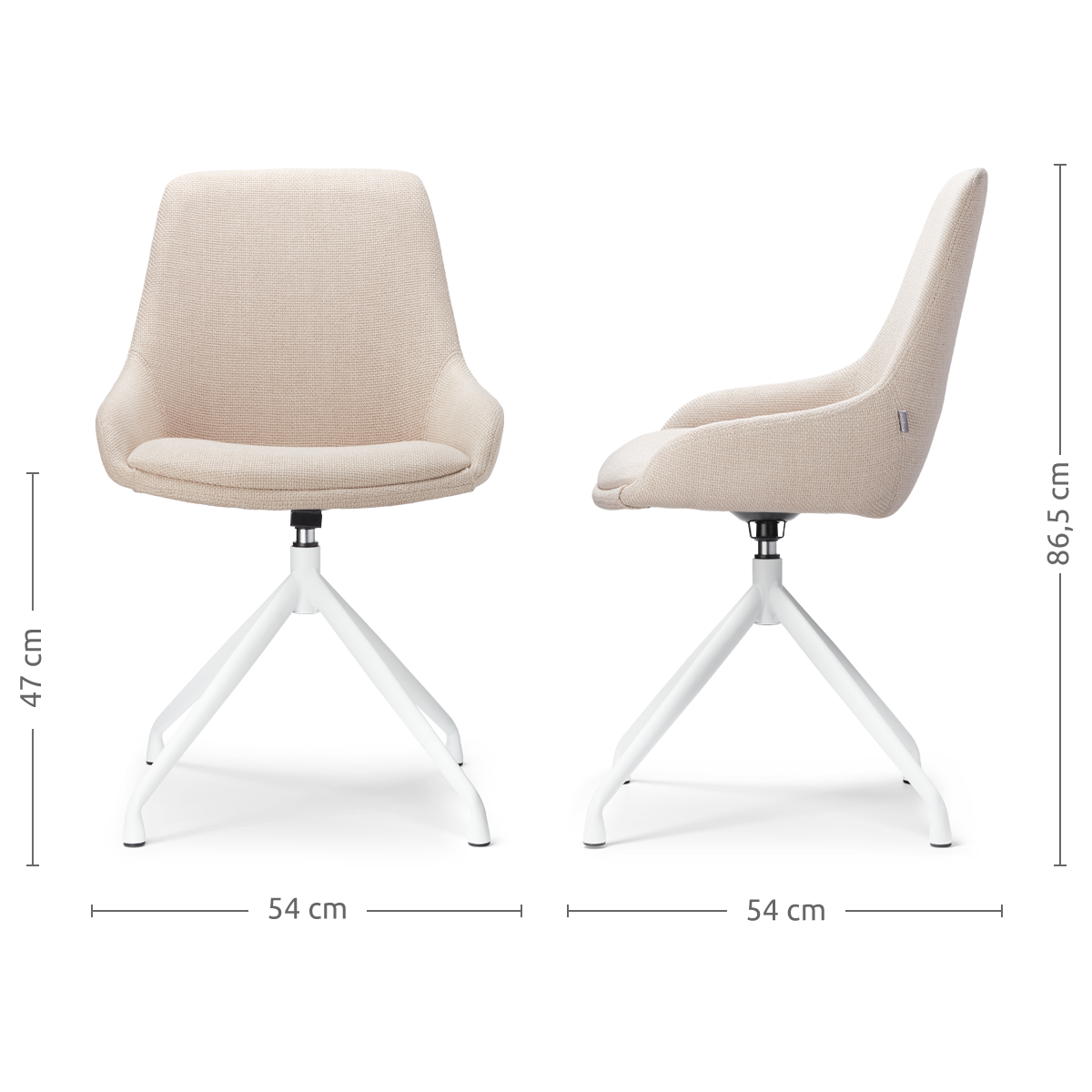 Eetkamerstoel Nola-Isa beige draaibaar - wit onderstel