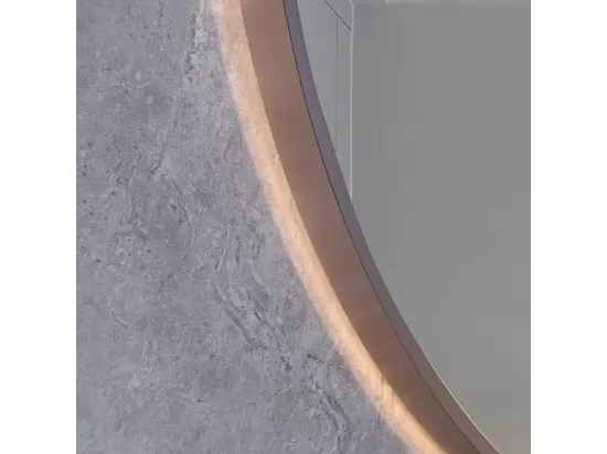 Miroir salle de bain LED rond 80cm anti buée avec cadre cuivré LB-4647RG