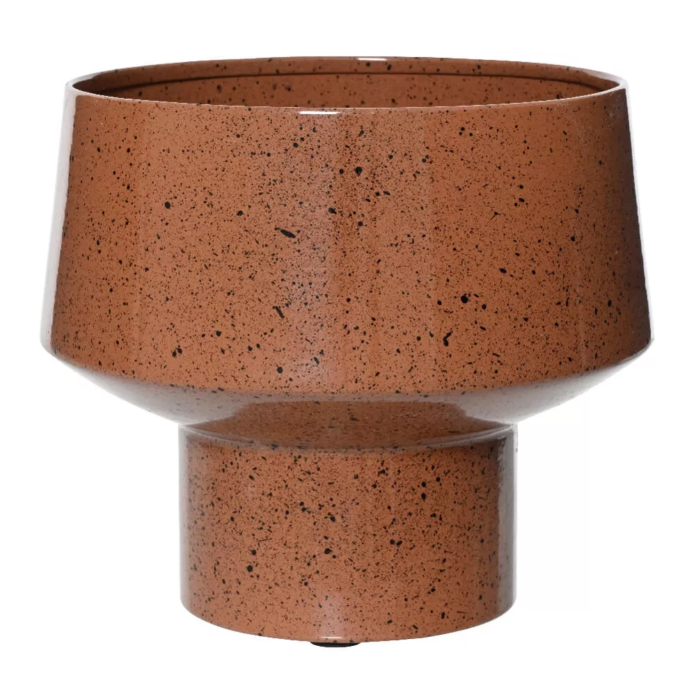 Cache-pot en métal (H16 cm) Terrazzo Marron