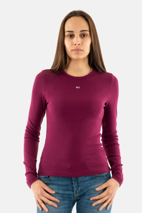 Tee shirt manches longues tommy jeans slim essential vvk valley grape