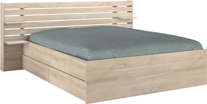 Vente-unique - TENALIA - Bedframe - Natuurlijk Licht - Spaanplaat - 4 Planken