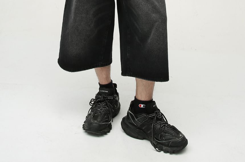 FAERIS - Mid Rise Washed Capri Jeans met wijde pijpen