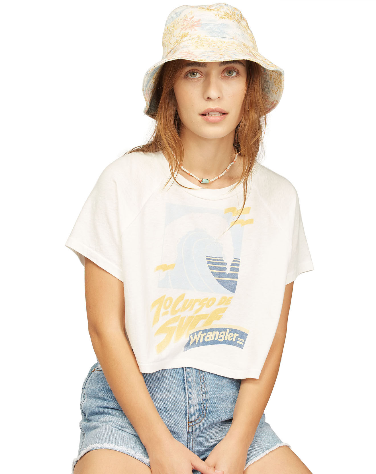 Billabong T-Shirt Billabong x Wrangler Take It Back blanc