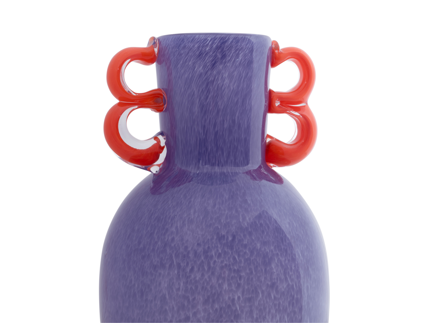 Vaas Fiesta glas groot helder paars, oranje handvatten