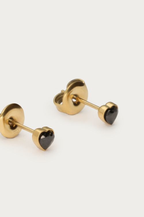 Studs met zwart strass hartje