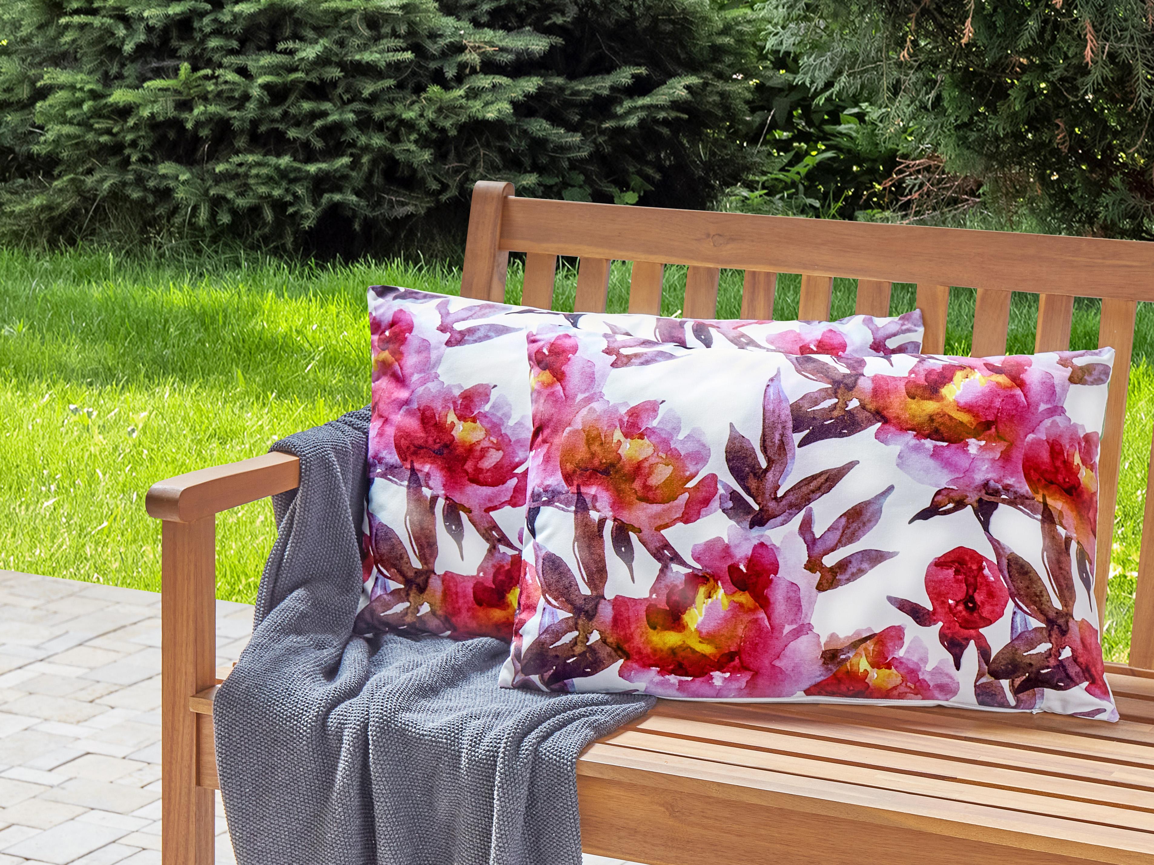 Set van 2 tuinkussens LANROSSO bloempatroon 40 x 60 cm Roze