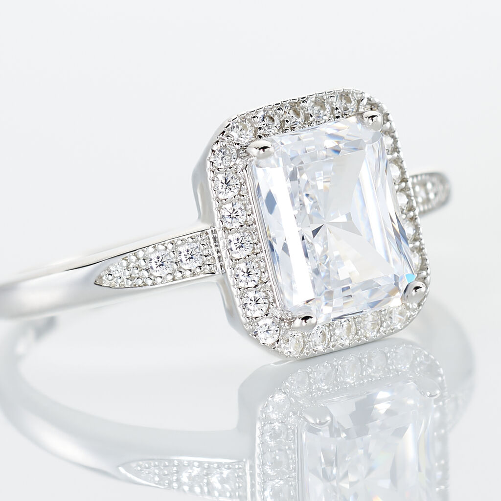 Bague Solitaire Pilar Argent Blanc Oxyde De Zirconium