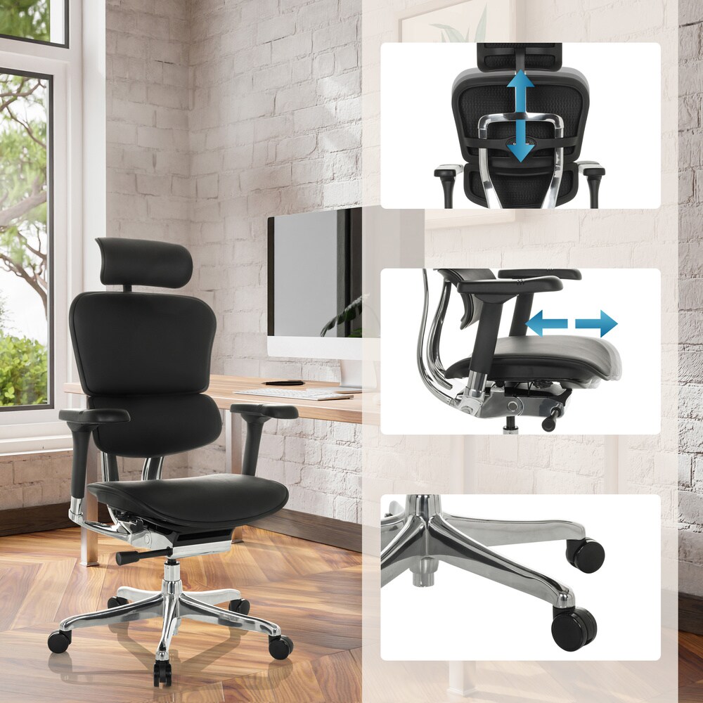 Luxus Chefsessel ERGOHUMAN GEN2 Leder mit Armlehnen (höhenverstellbar) hjh OFFICE