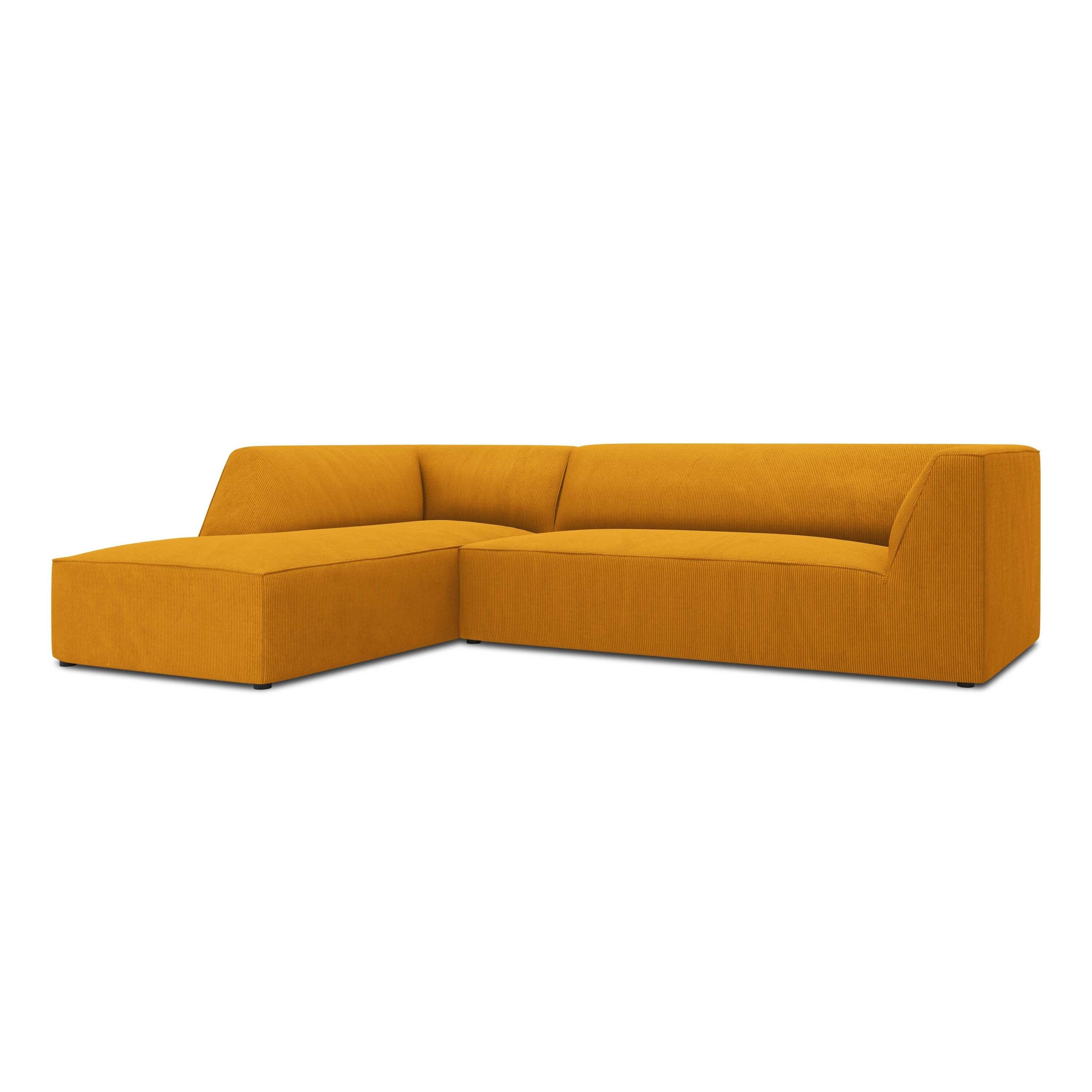 Windsor & Co Sao Hoekbank met Chaise Longue Links - 4-zits - Ribstof - Okergeel