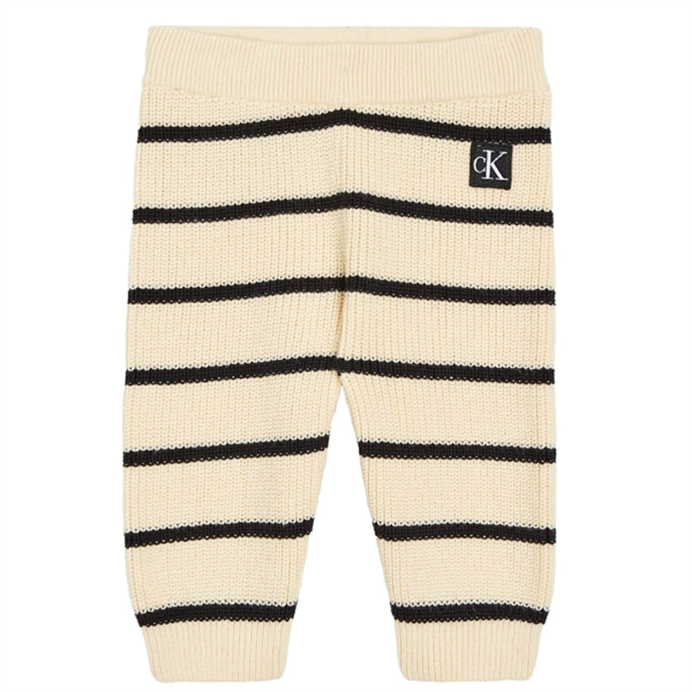 Striped Cardigan Strik Sæt Black/ Vanilla Stripe