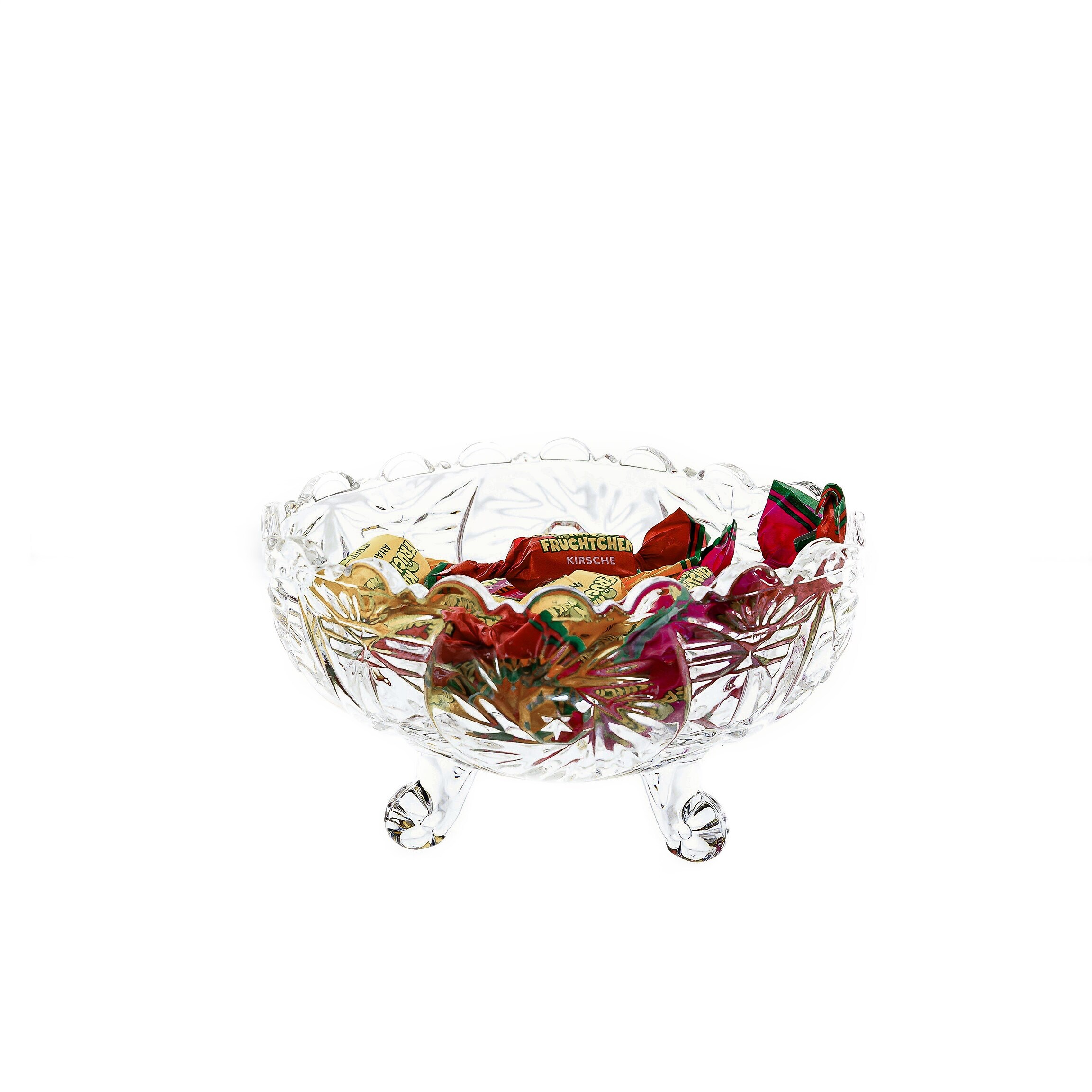 6 Tlg. Set Servierschale aus Glas Oval Glasschalen mit Muster