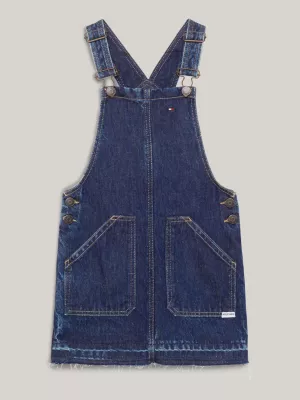 Vestido jardineira curto jeans