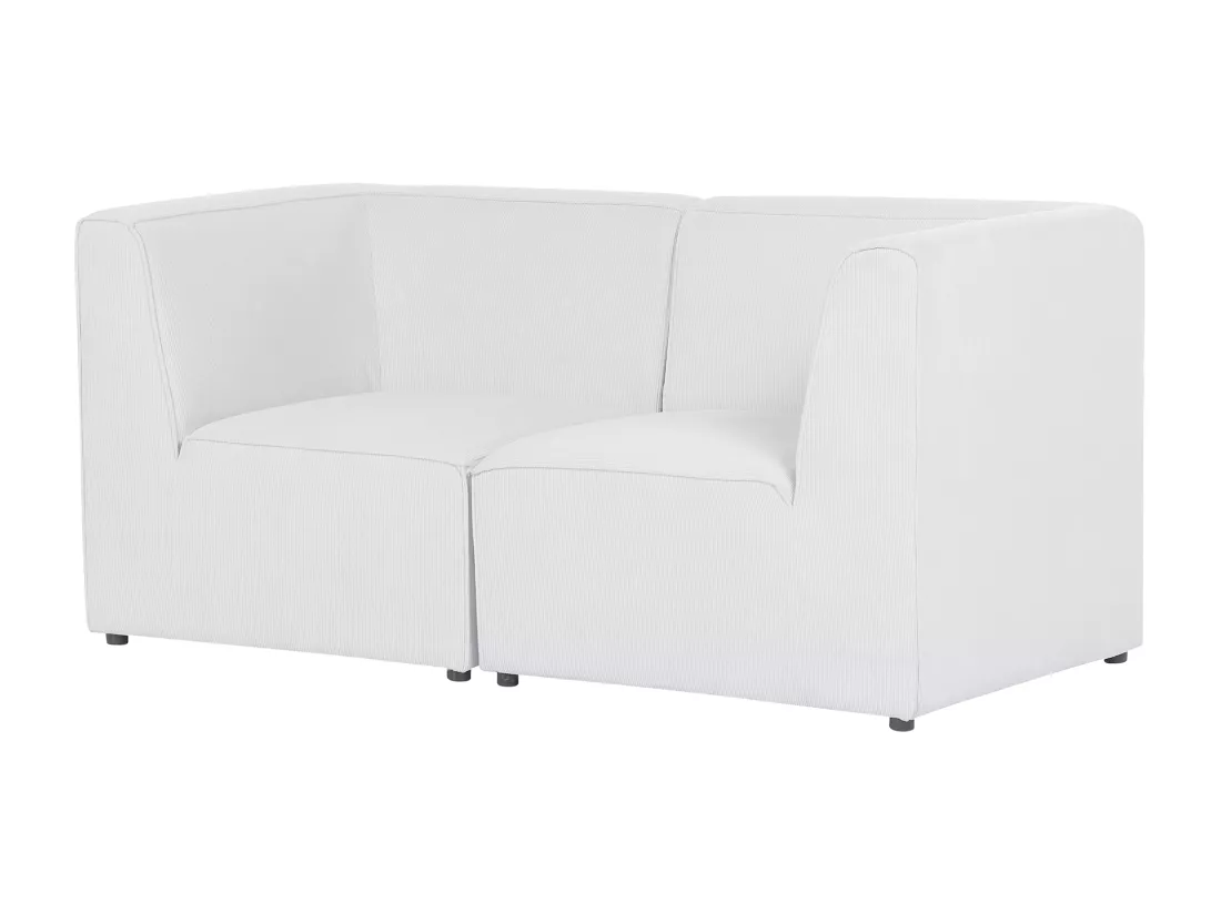 Canapé 2 places modulable en velours côtelé grosses côtes blanc cassé LEMVIG