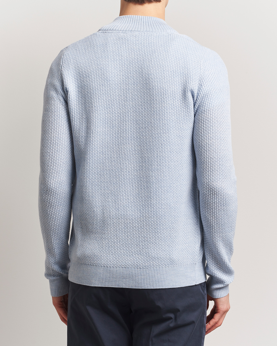 Stenströms Knitted Textured Merino Cardigan Light Blue