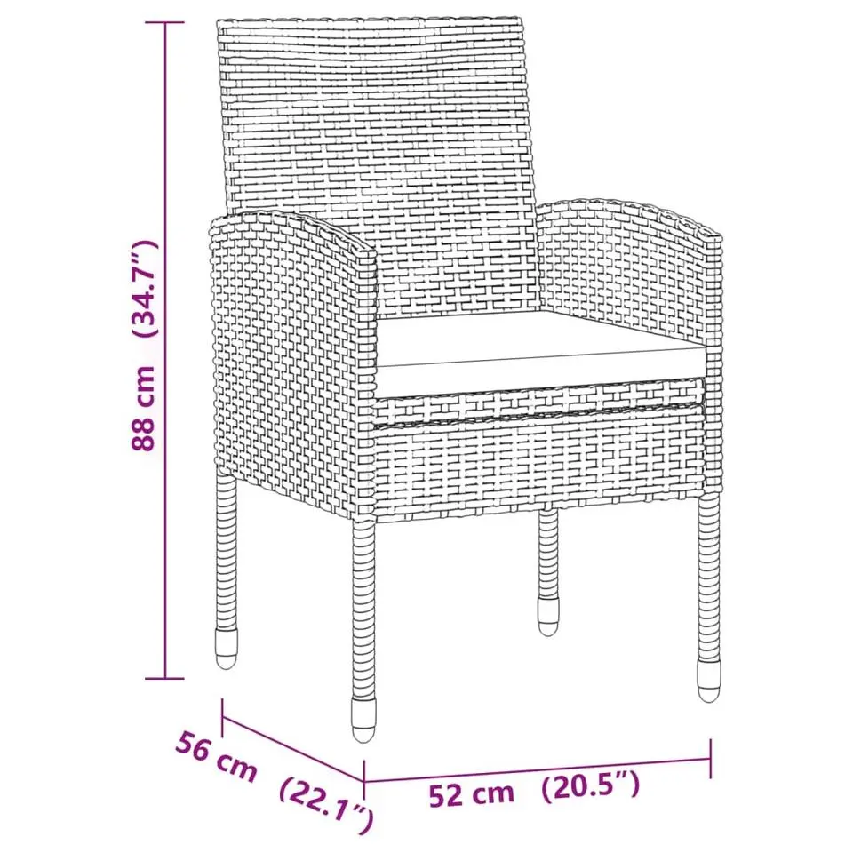 vidaXL - Tuinset - Zwart - Poly rattan