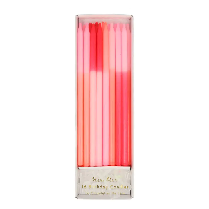 Meri Meri Bougies d'anniversaire bicolores - Set de 16 | Rose