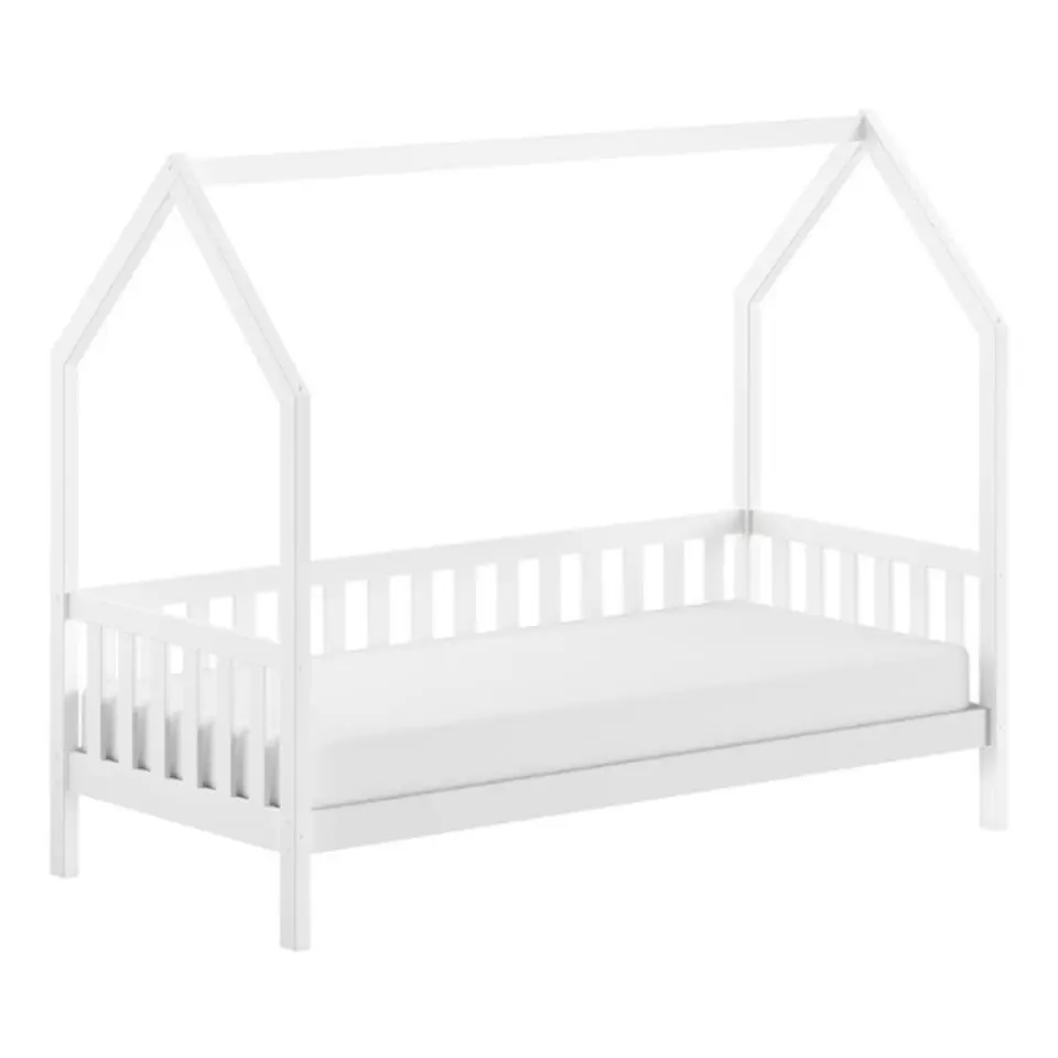 Bedhuisje Home - 90x200 cm - met hekje - wit dennenhout