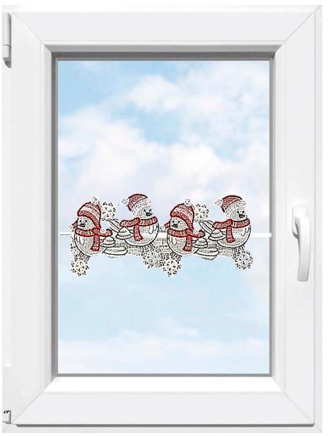Stickereien Plauen Scheibengardine »Wintervögel« Stangendurchzug 1 Stk. tlg. Fensterdekoration 