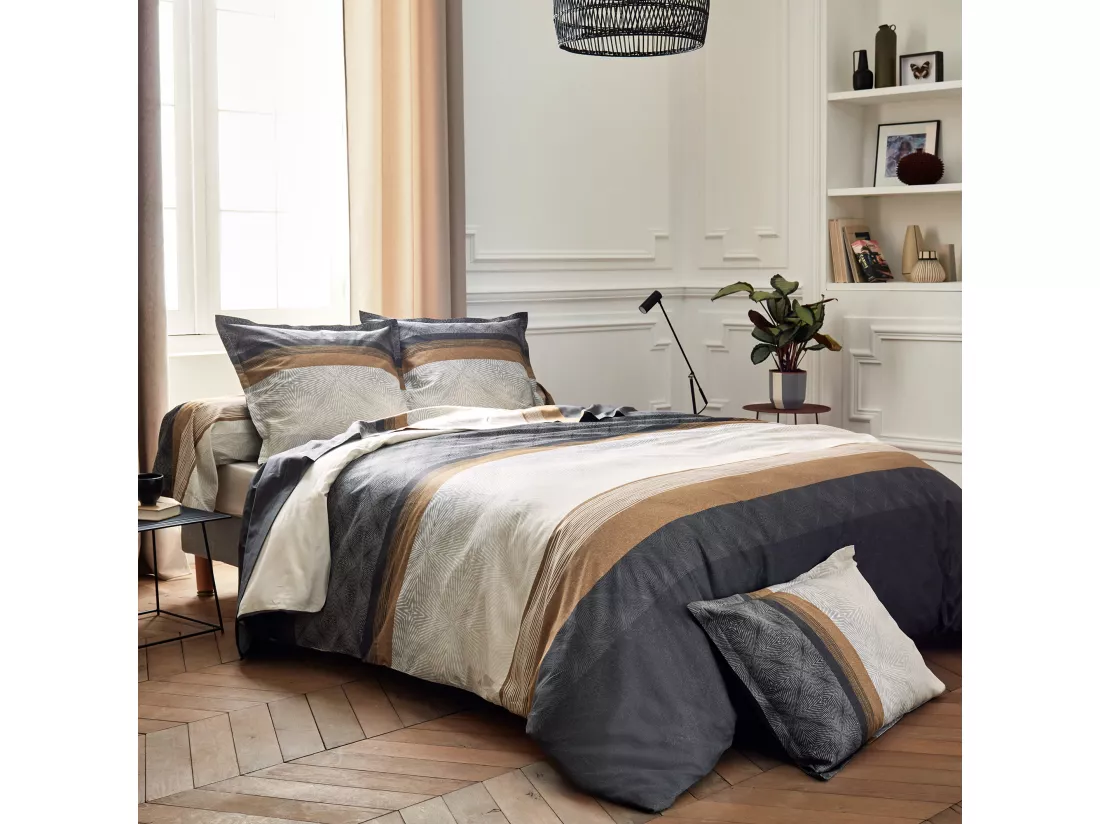 Taie de traversin 200x43 cm satin de coton TIAGO noir