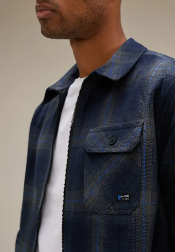 Zipper Karo Overshirt - anthra grey melange
