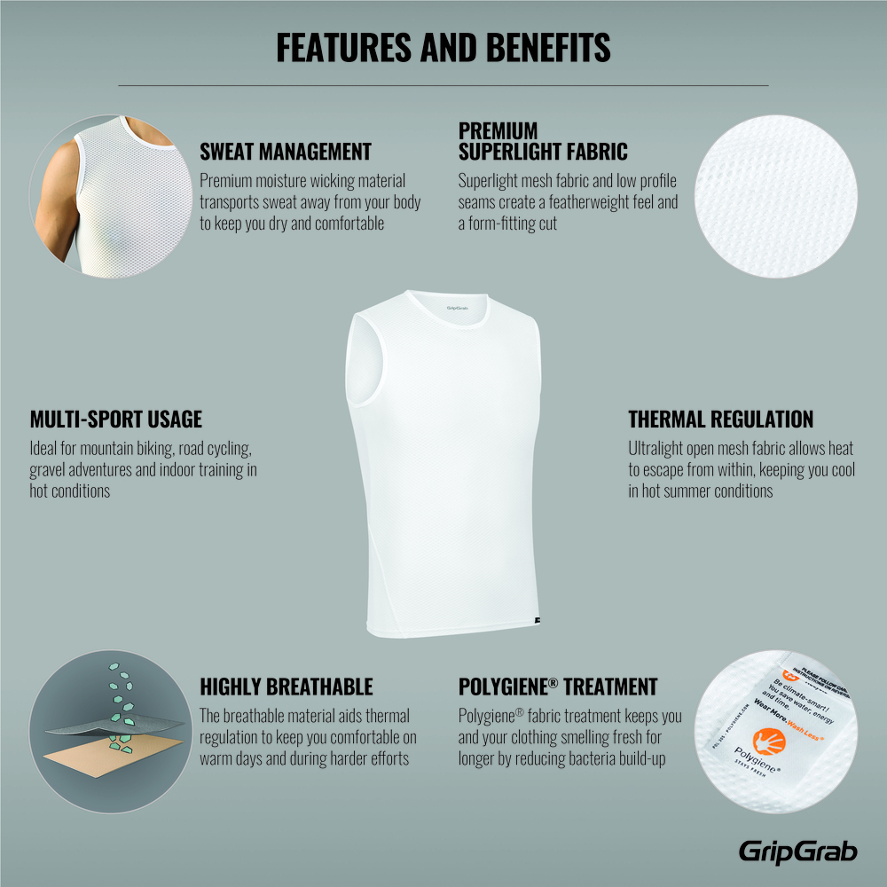 GripGrab Ultralight Mesh svedundertrøje uden ærmer hvid