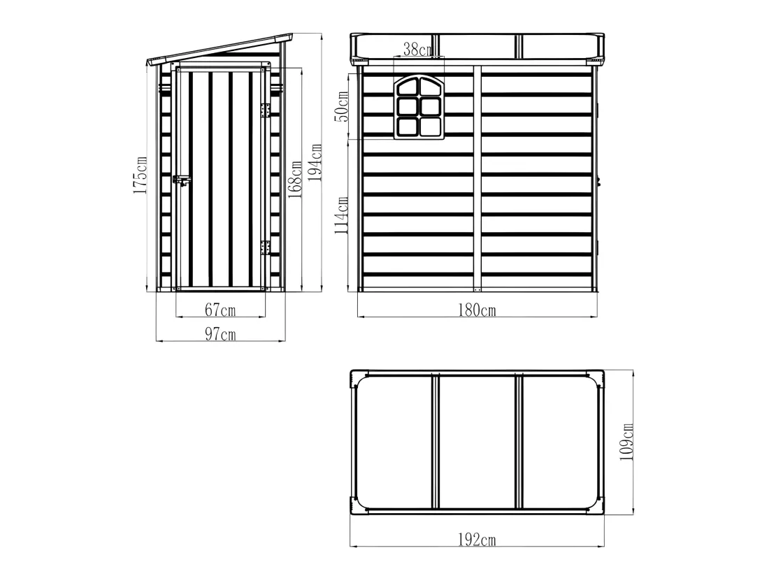 Abri de jardin en résine adossé gris anthracite 2,09 m² ALBERTO