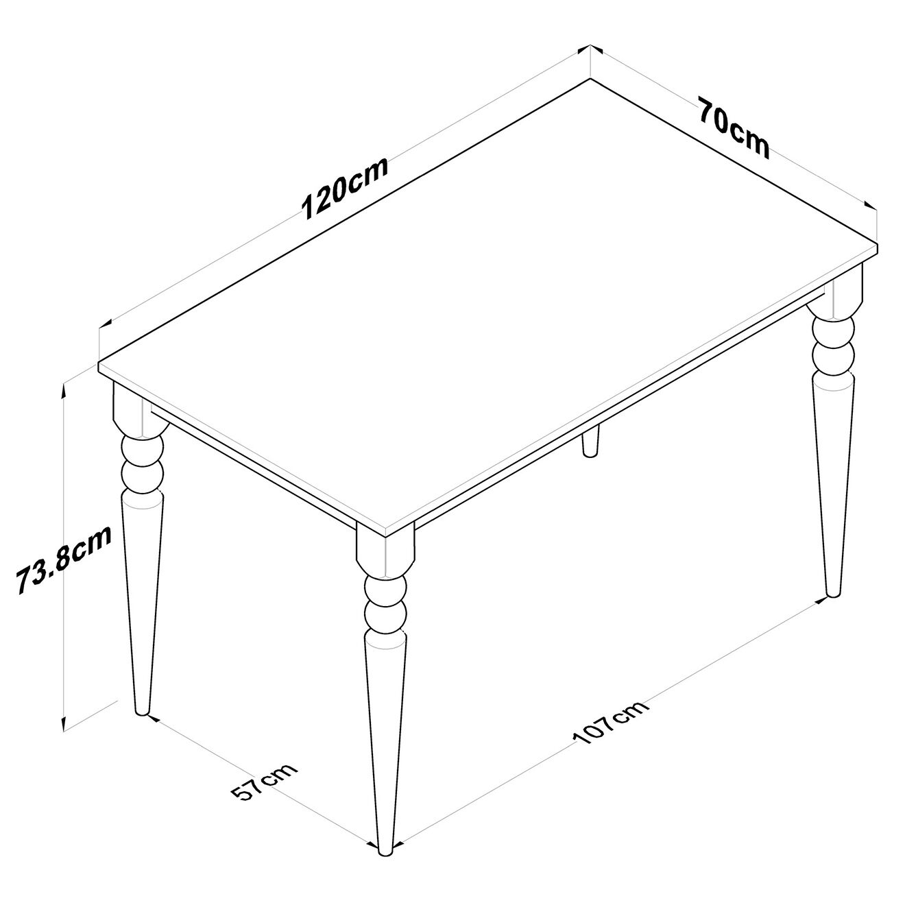 Homitis Table à manger JA104 noyer/blanc - 120x73x8x70 cm