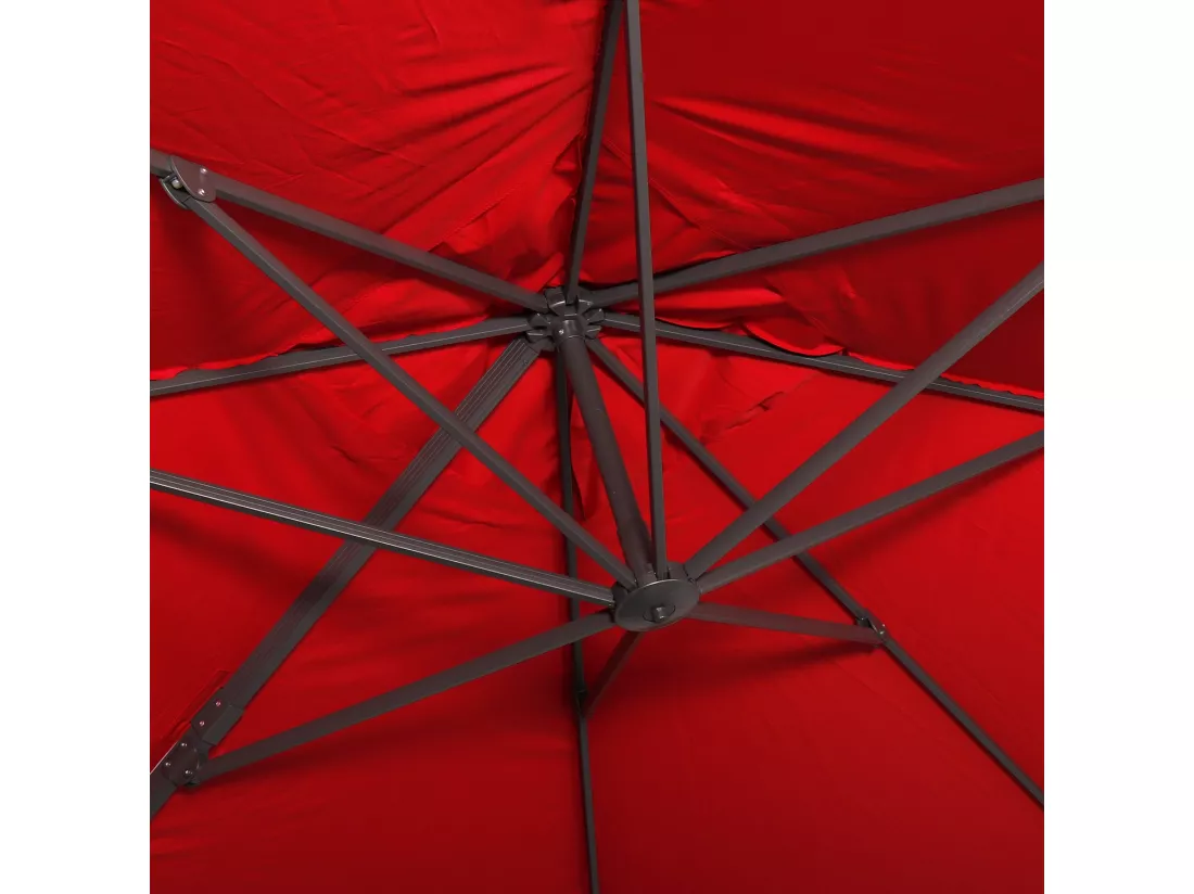 Parasol déporté rectangulaire 3x4m - Wimereux - rouge- Parasol excentré inclinable dans 6 positions. rotatif à 360°.