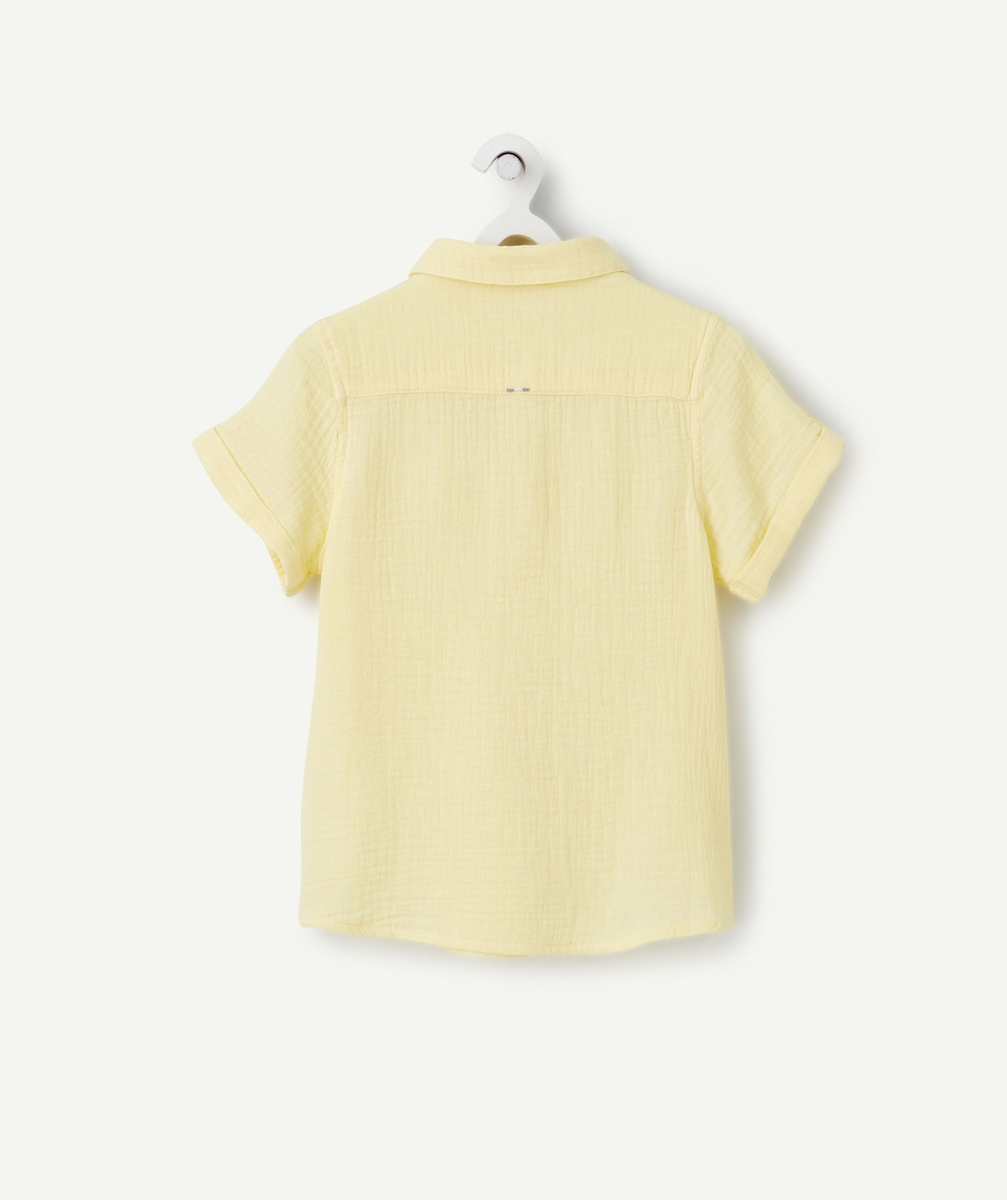 CHEMISE MANCHES COURTES GARÇON EN GAZE DE COTON JAUNE