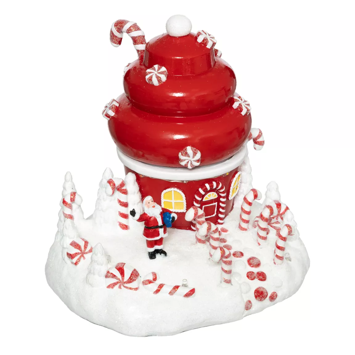 Scène de vie illuminée et animée (H17 cm) Cupcake du Père Noël