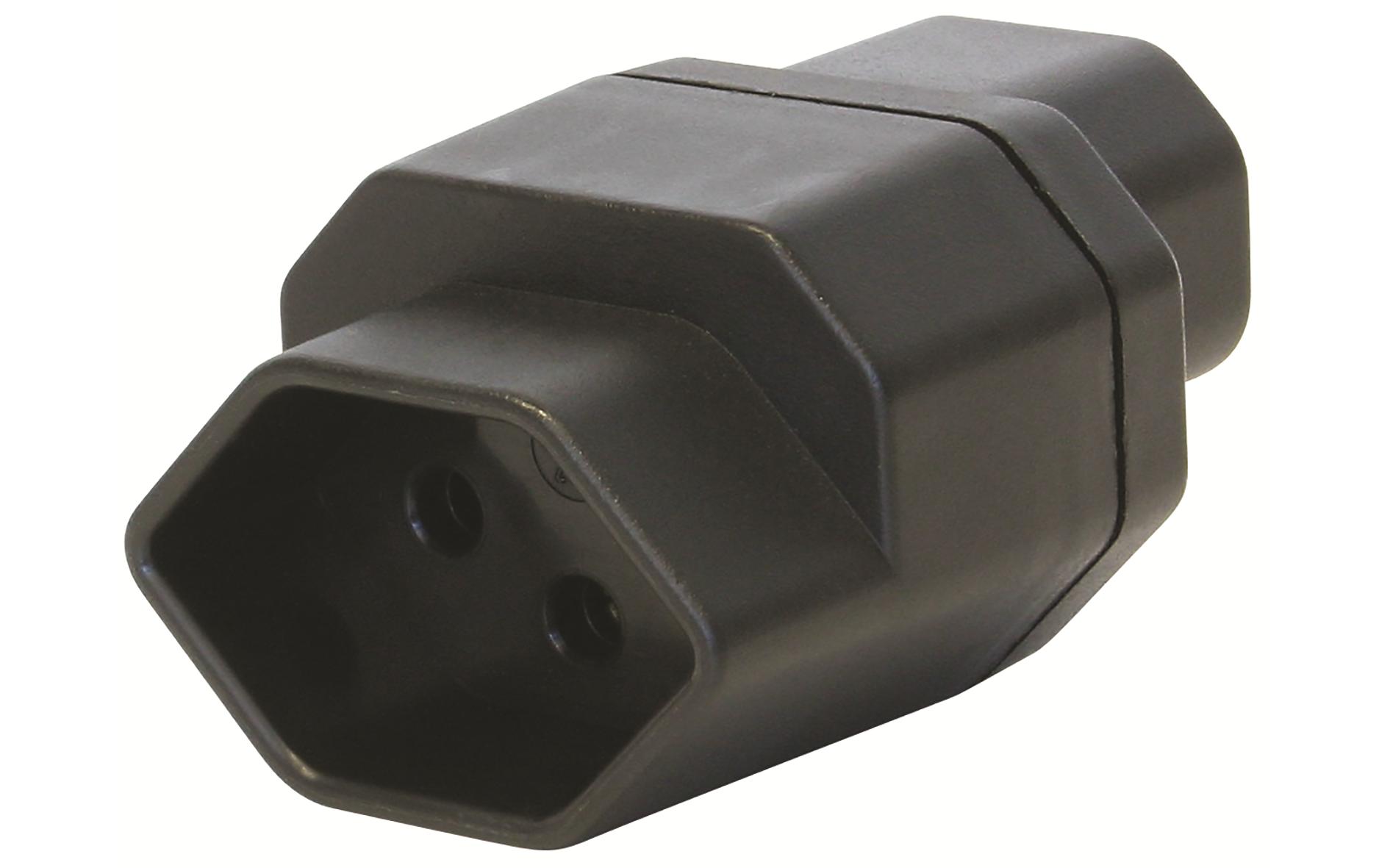 Adapterstecker C14 - T13 SchwarzIEC320 auf T13
