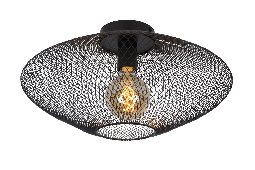 Lucide Mesh plafondlamp 45cm 1x E27 zwart