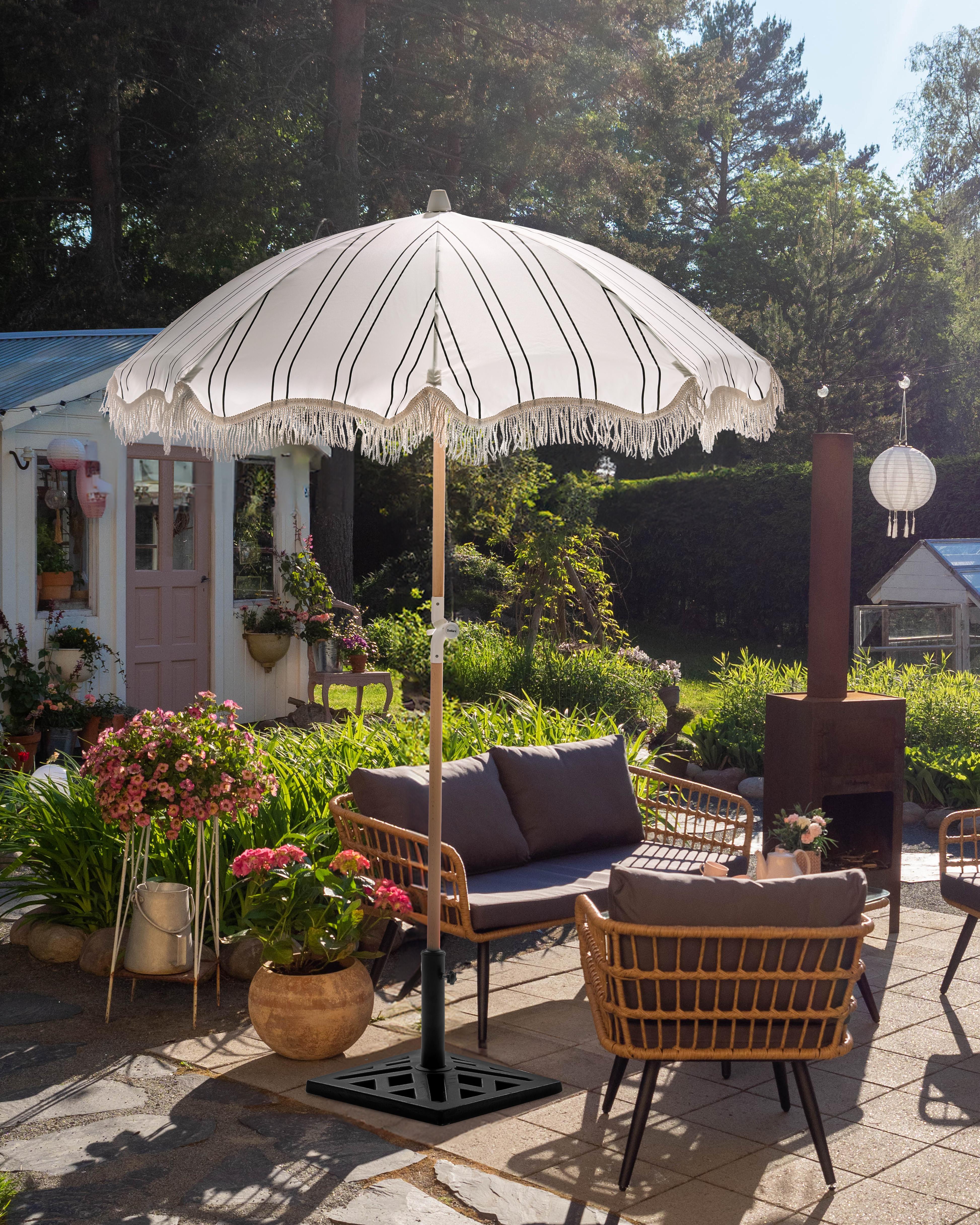 Parasol 155 cm MONDELLO Wit/zwart
