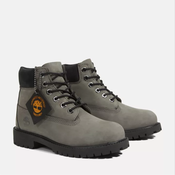 Bota infantil premium impermeável de 15 cm na cor cinza.