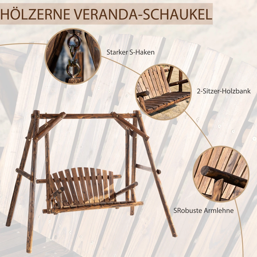 Outsunny Hollywoodschaukel als 2-Sitzer braun