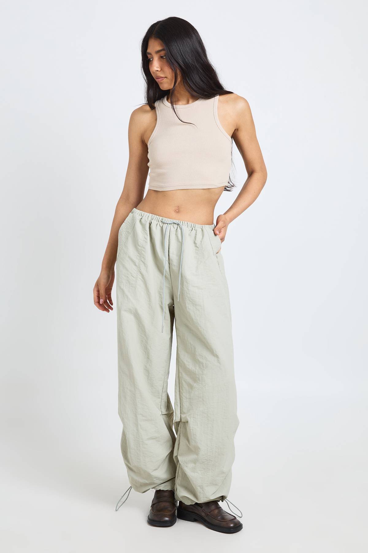 boohoo Pantalon Large Tall En Nylon Avec Cordon De Serrage