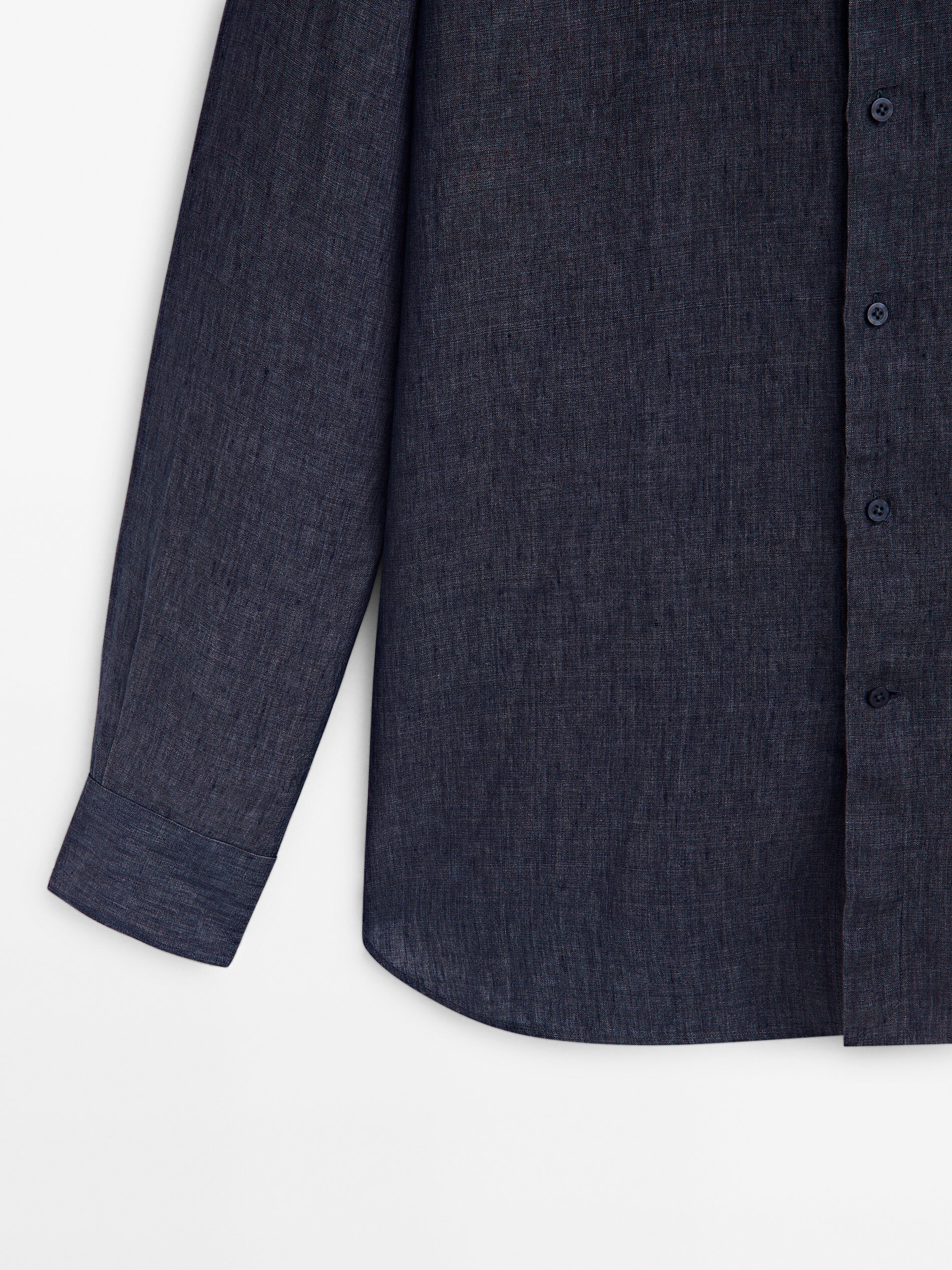Camisa slim fit 100% linho desbotado - MARINO AZUL