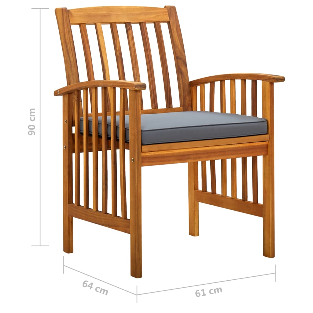 Mobilier à dîner de jardin 7 pièces avec coussins acacia solide