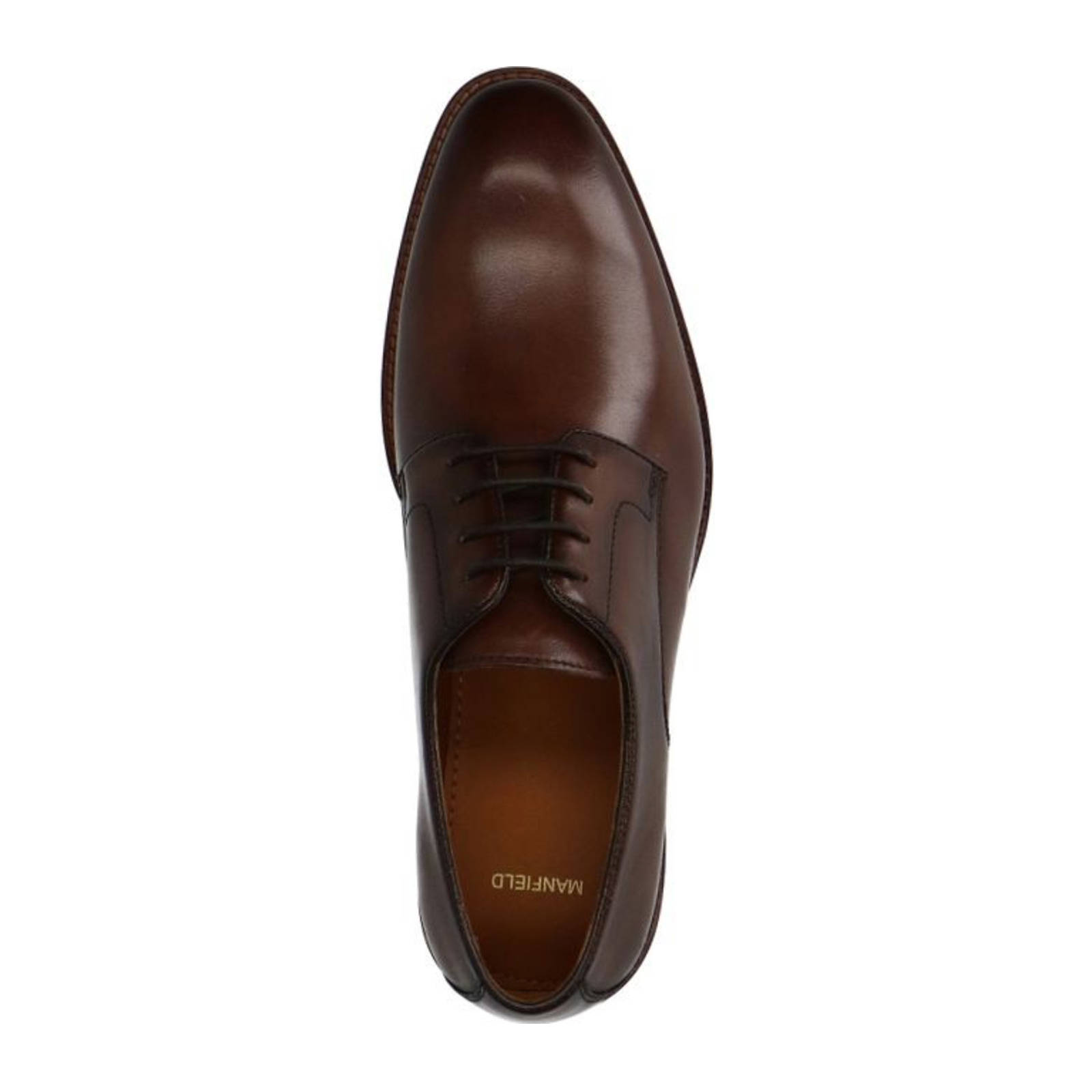 Manfield leren veterschoenen donkerbruin