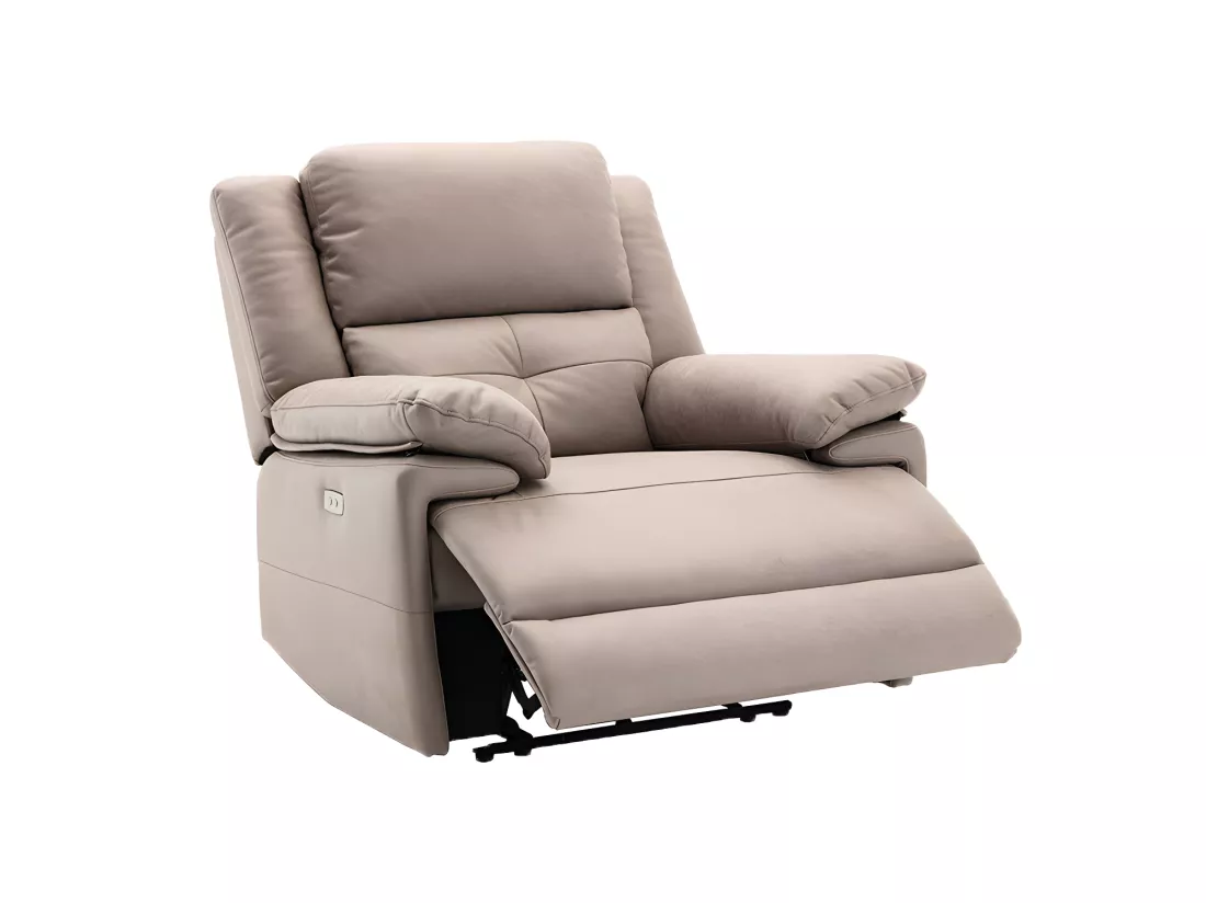 Canapé 3 places et fauteuil relax électrique en tissu taupe DOLENE