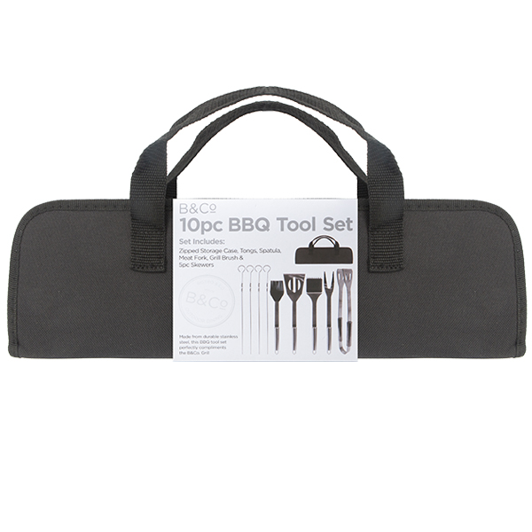 BBQ Grill SET mit Etui 10 pcs Edelstahl