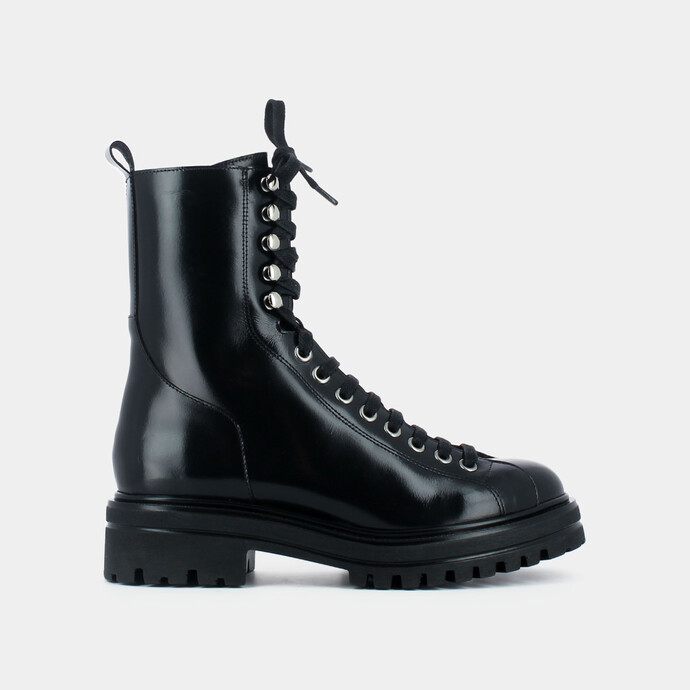 Bottines à lacets  en cuir noir